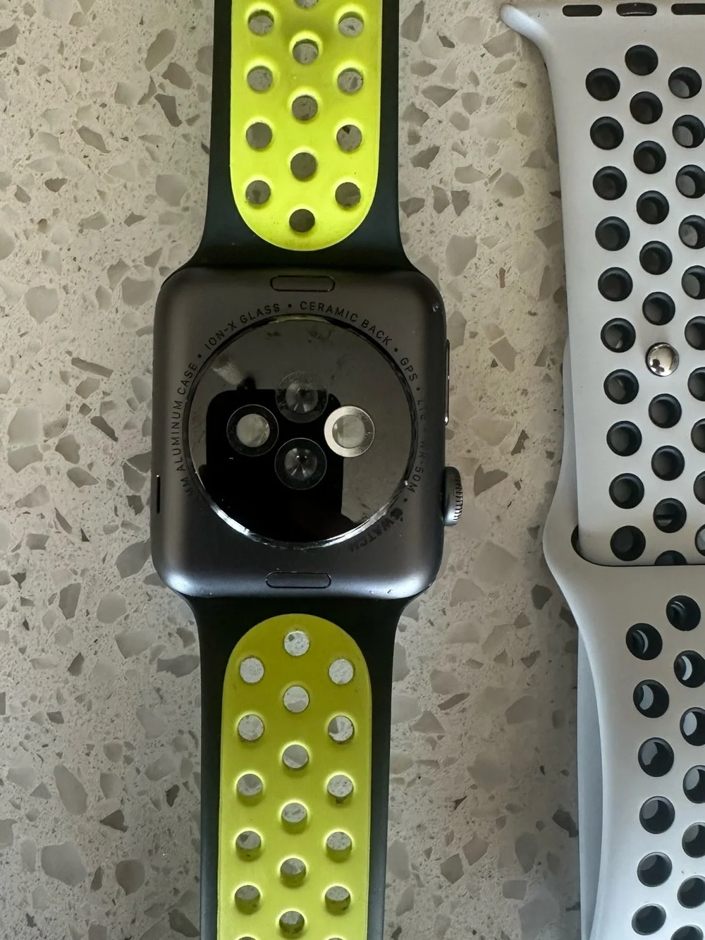 Apple 42mm - GPS/Cellular Smart Watch with Black & Neon Yellow Sport Band